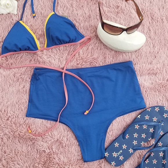 J.Crew Playa Miami string blue bikini triangle top - Picture 3 of 6